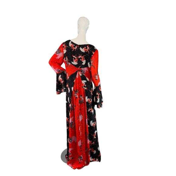 Diane Von Furstenberg SELENA Red & Black Print Chiffon Maxi Dress $588 Size 12 - Picture 4 of 11